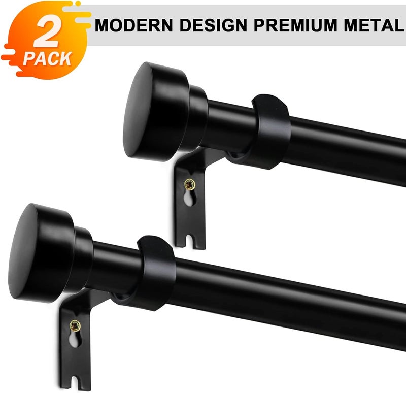 Time Forest Long Curtain Rods for Windows 72 to 144 Inch - 2 Pack,Modern Design,Black - Image 2